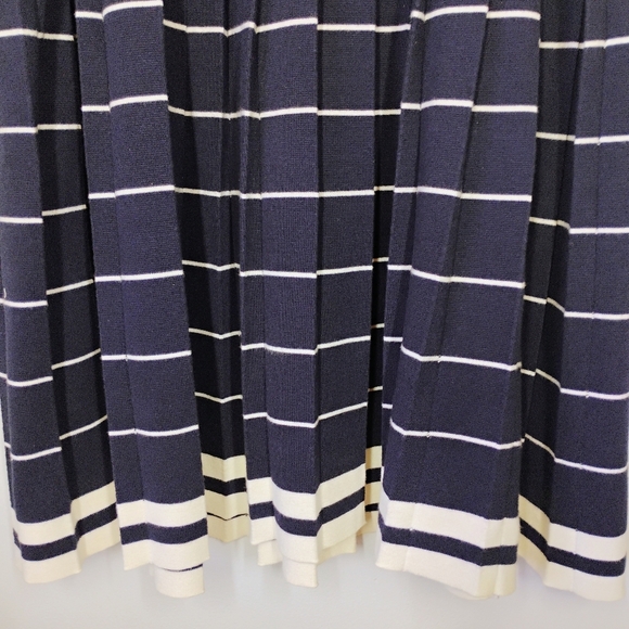 Talbots Pleated Nautical Striped Knit Short Skirt Navy Blue Preppy Plus Size 1X - Picture 2 of 9